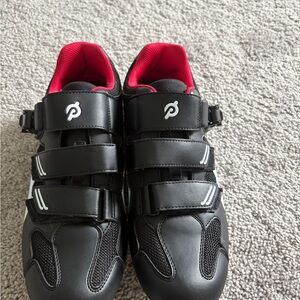 Peloton Black Cycling Shoes with Red Interior